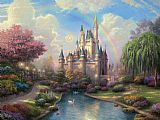 Thomas Kinkade a new day at the Cinderella's castle painting